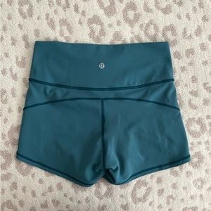 Lululemon Women’s Compression Shorts. Teal-blue